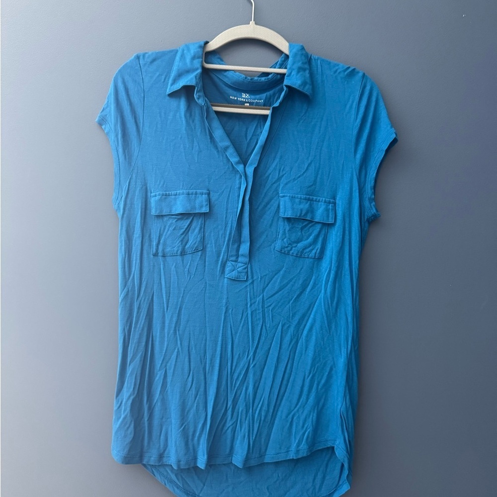 New York & Company Teal Button Down Shirt